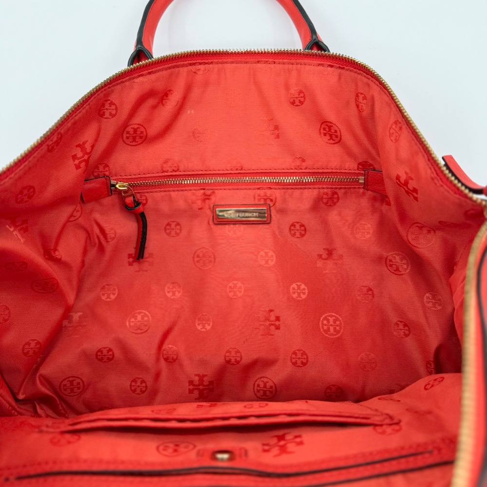 Tory Burch Ivy Slouchy Satchel Samba Red Pebbled Leather Handbag 32163 NEW - Picture 12 of 16